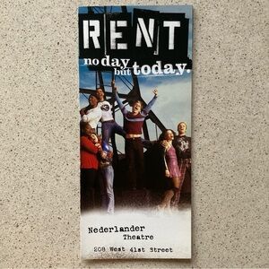 Three Panel Flyer Jonathan Larson’s Rent 9”X4” -THE NEDERLANDER THEATRE Broadway